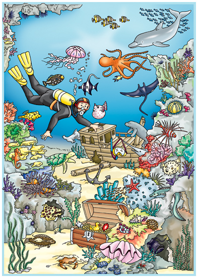 Wimmelbild Unterwasser
